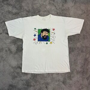 Tintin Captain Haddock T-Shirt Mens XL White Vintage Herge Moulinsart Graphic